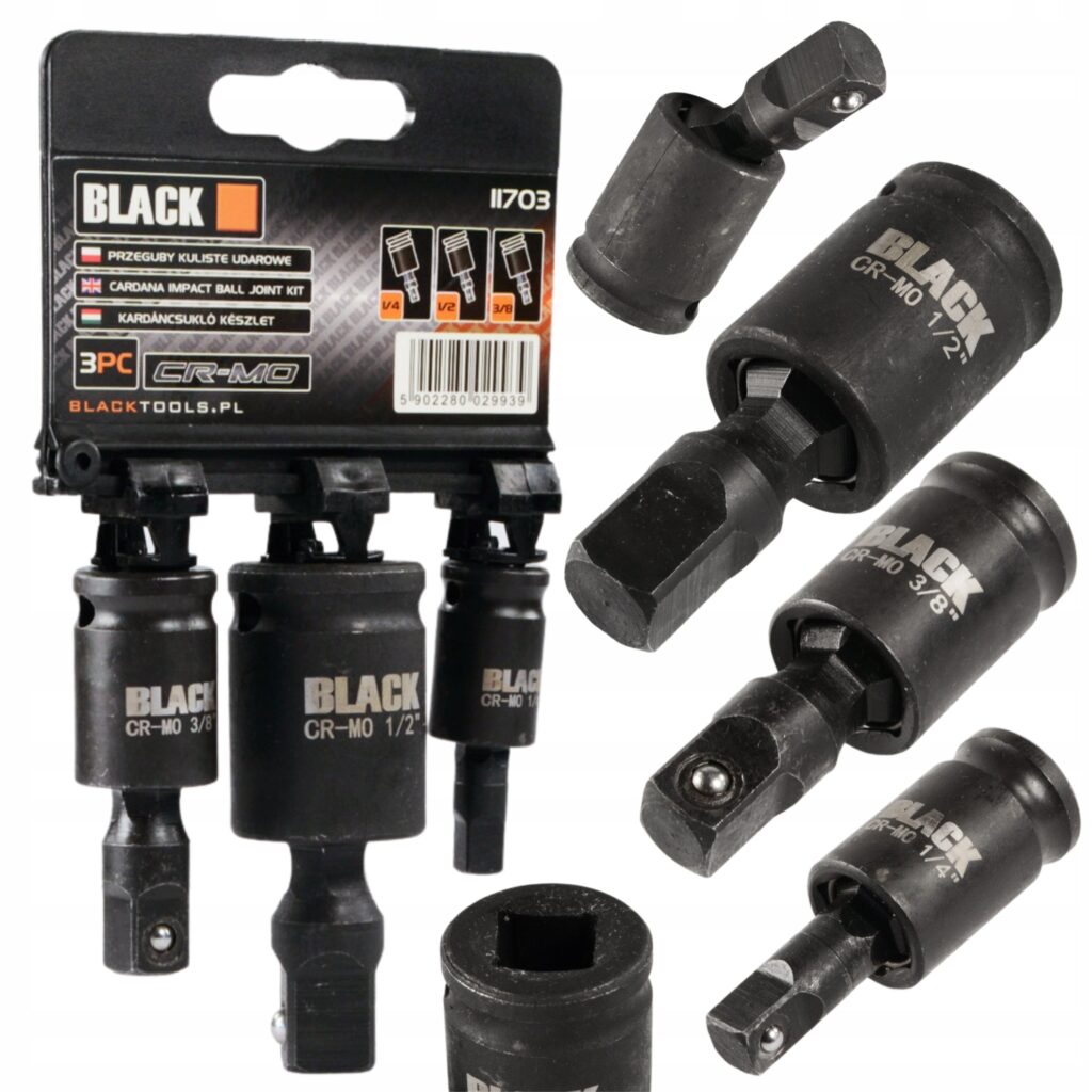 Löökmutrivõtme kardaanliigendite komplekt 1/4", 3/8" ja 1/2", 3 tk 11703