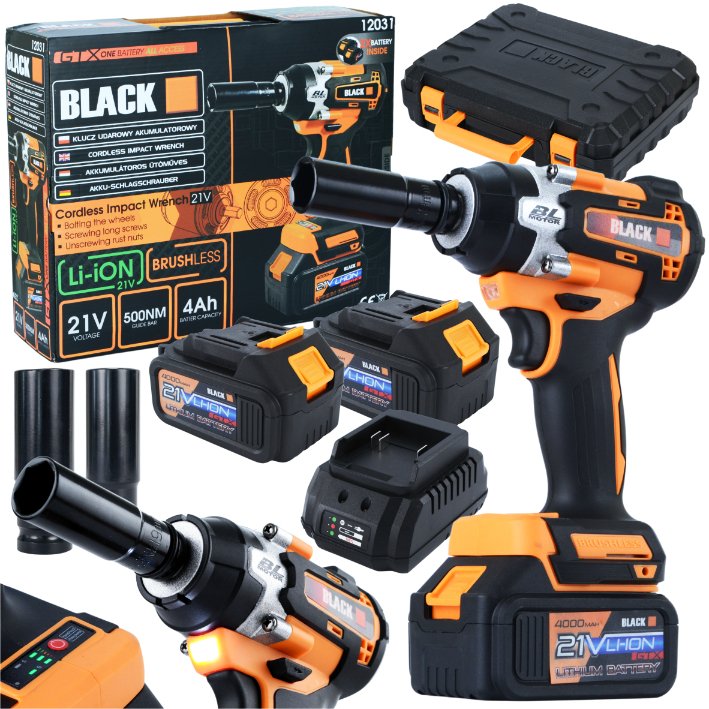 BLACK 21 V akulöökmutrikeeraja 500 Nm 2 × 4 Ah akuga 12031