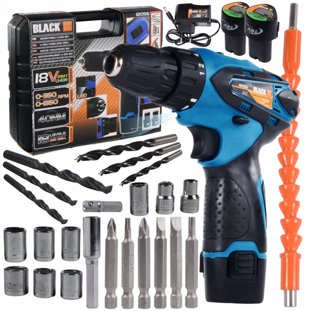 BLACKTOOLS juhtmeta kruvikeeraja 18 V kahe 1500 mAh akuga 12056-N