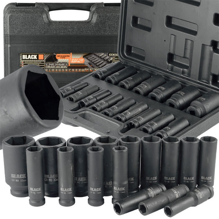 1/2" kuuskant-löökpadrunite komplekt 10–32 mm 13302