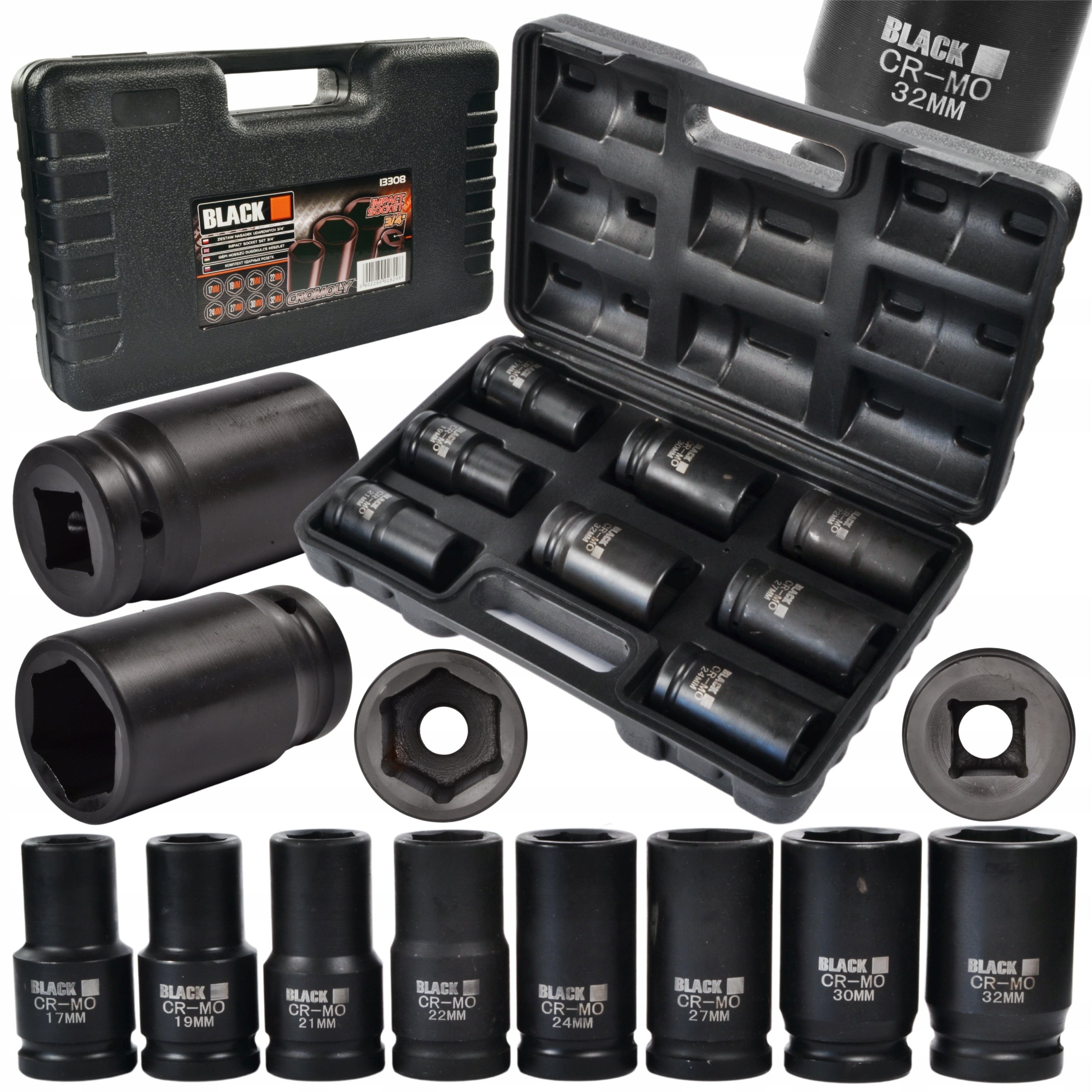 Löökpadrunite komplekt 3/4", 17–32 mm, 8 osa 13308