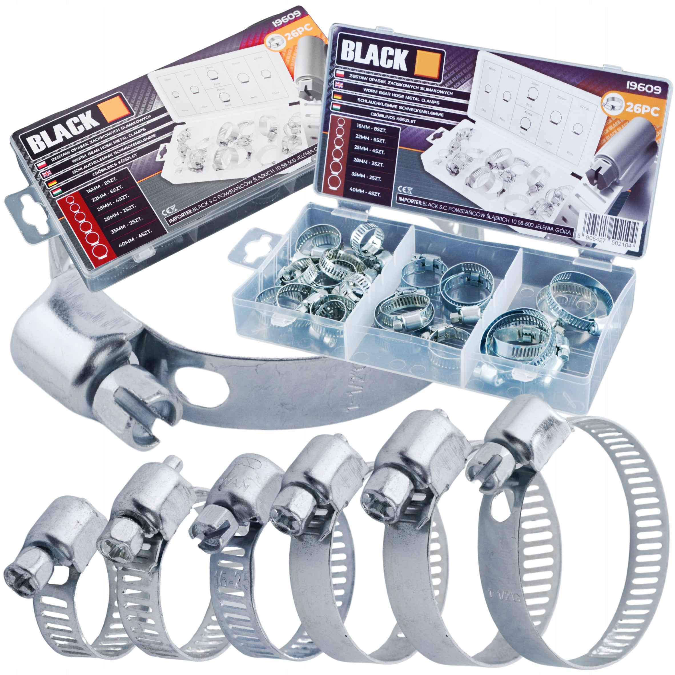 Blacktools mustade voolikuklambrite komplekt 26 tk 16–40 mm 19609
