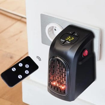 Mini pistikupessa ühendatav elektriline soojapuhur digitaalse temperatuurinäidiku ja puldiga 1977