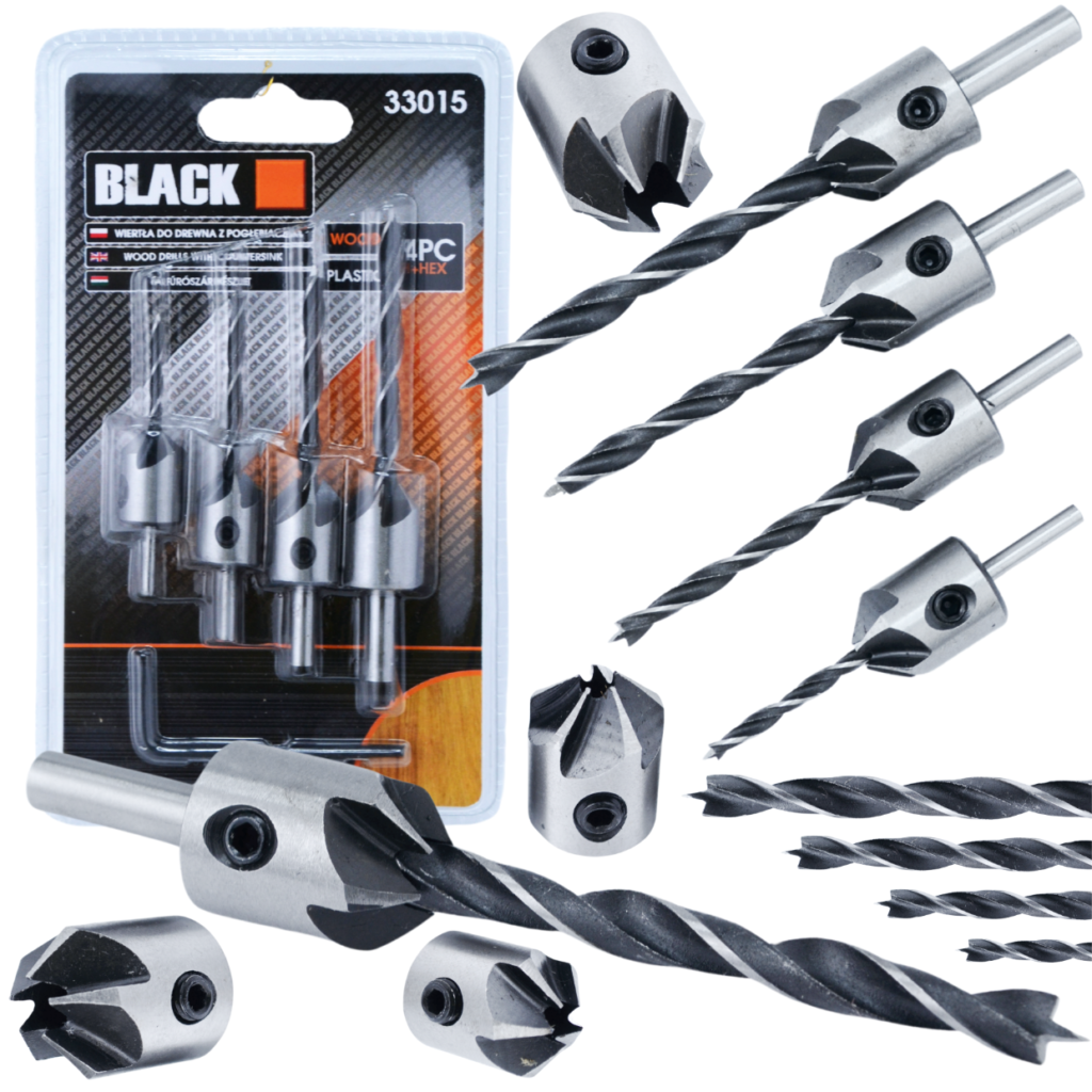 Süvistiga puidupuuride komplekt 4 tk 3–6 mm 33015 (C41) (P) – 2 komplekti / 8 puuri