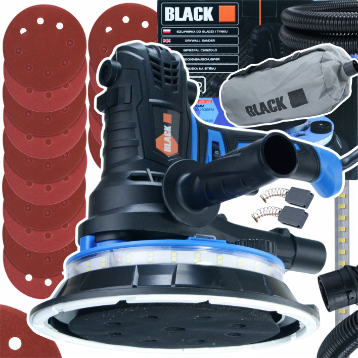 Must LED-valgustusega krohvi- ja kipsplaadipindade lihvmasin 42606