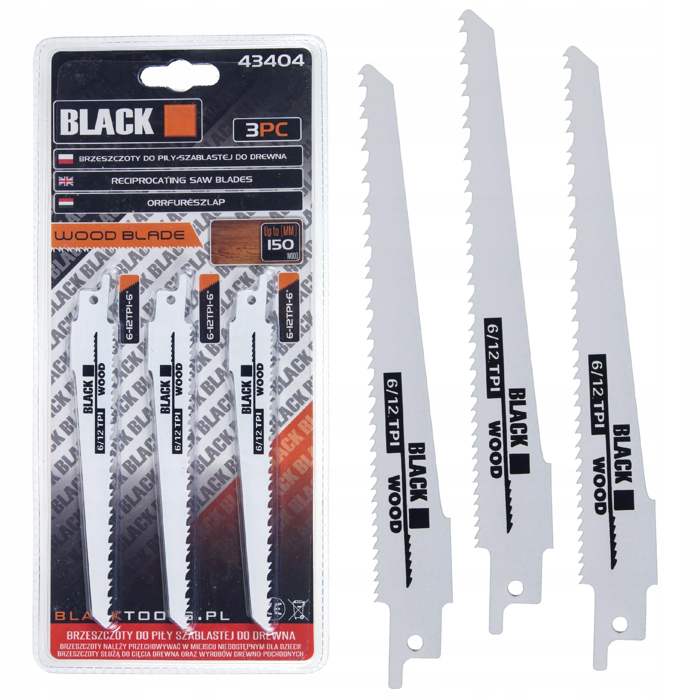 Tiigersae saelehed 3 tk 13 mm kinnitusega, mustad 43404 – 2 pakki / 6 saelehte