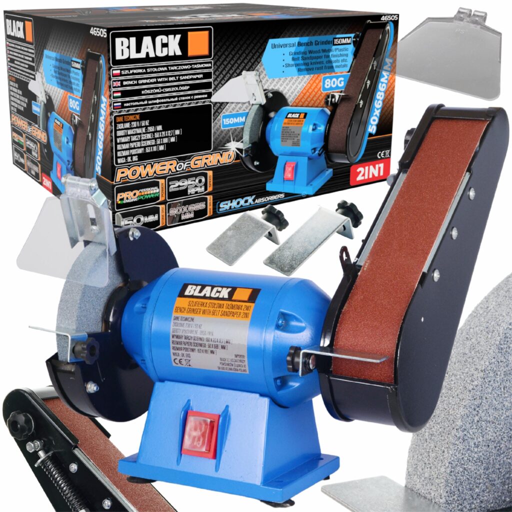 BLACKTOOLS lauapealne ketas-lintlihvija, 150 mm / 50 × 686 mm, 250 W, pehme käivitus 46505