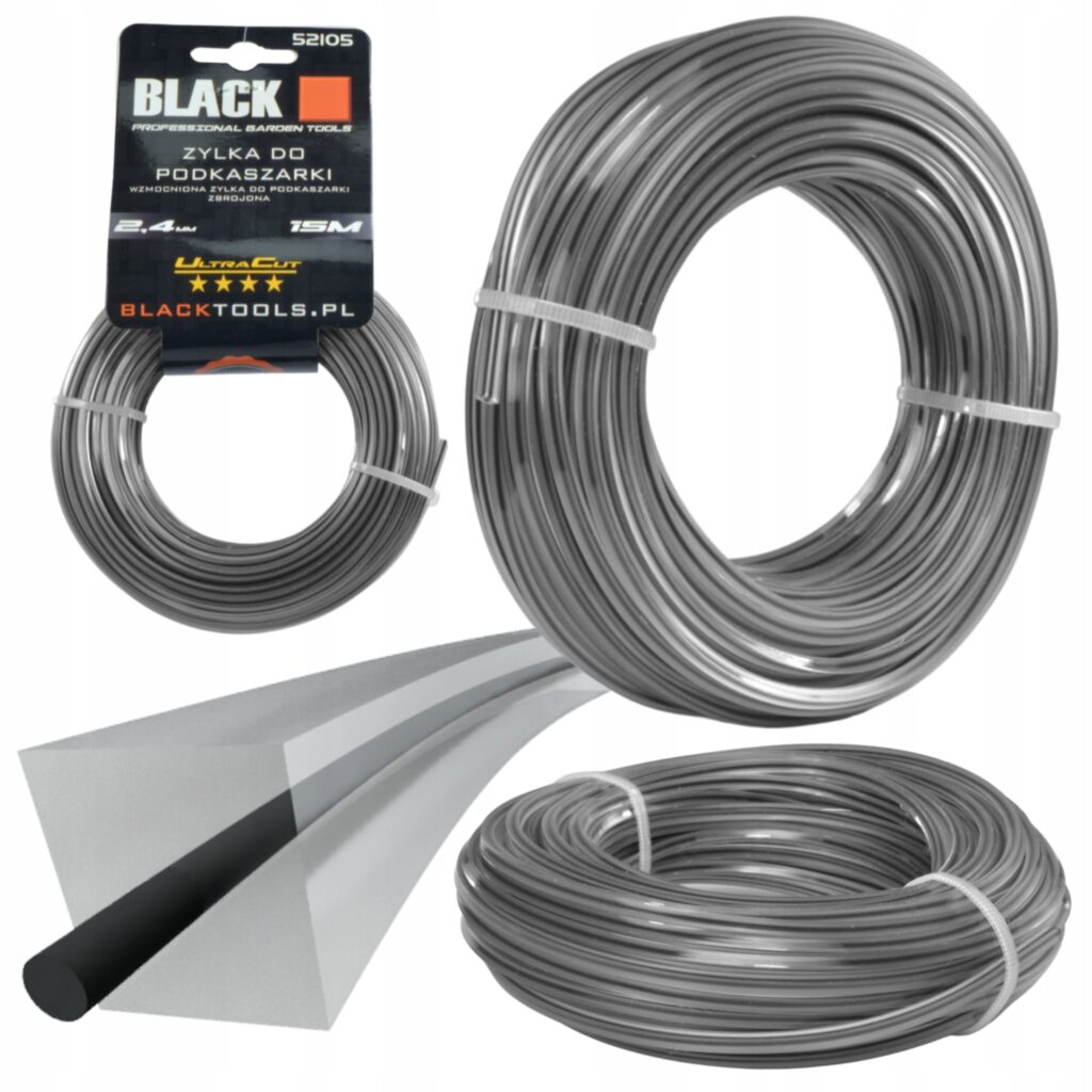 Must tugevdatud trimmerijõhv 2,4 mm × 15 m 52105