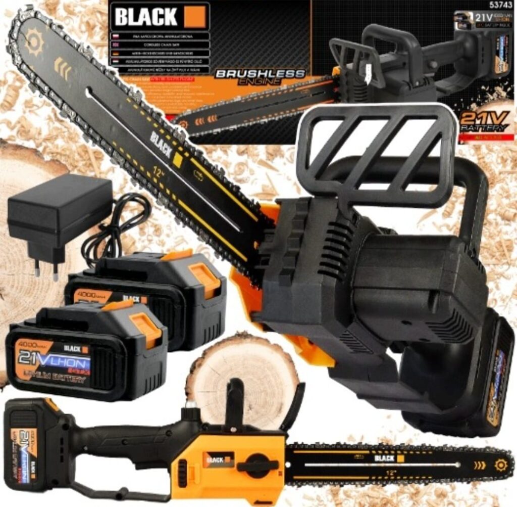 BLACK 53743 akuga kettsaag 21V 12" 30cm harjavaba – 2× 4.0Ah akud