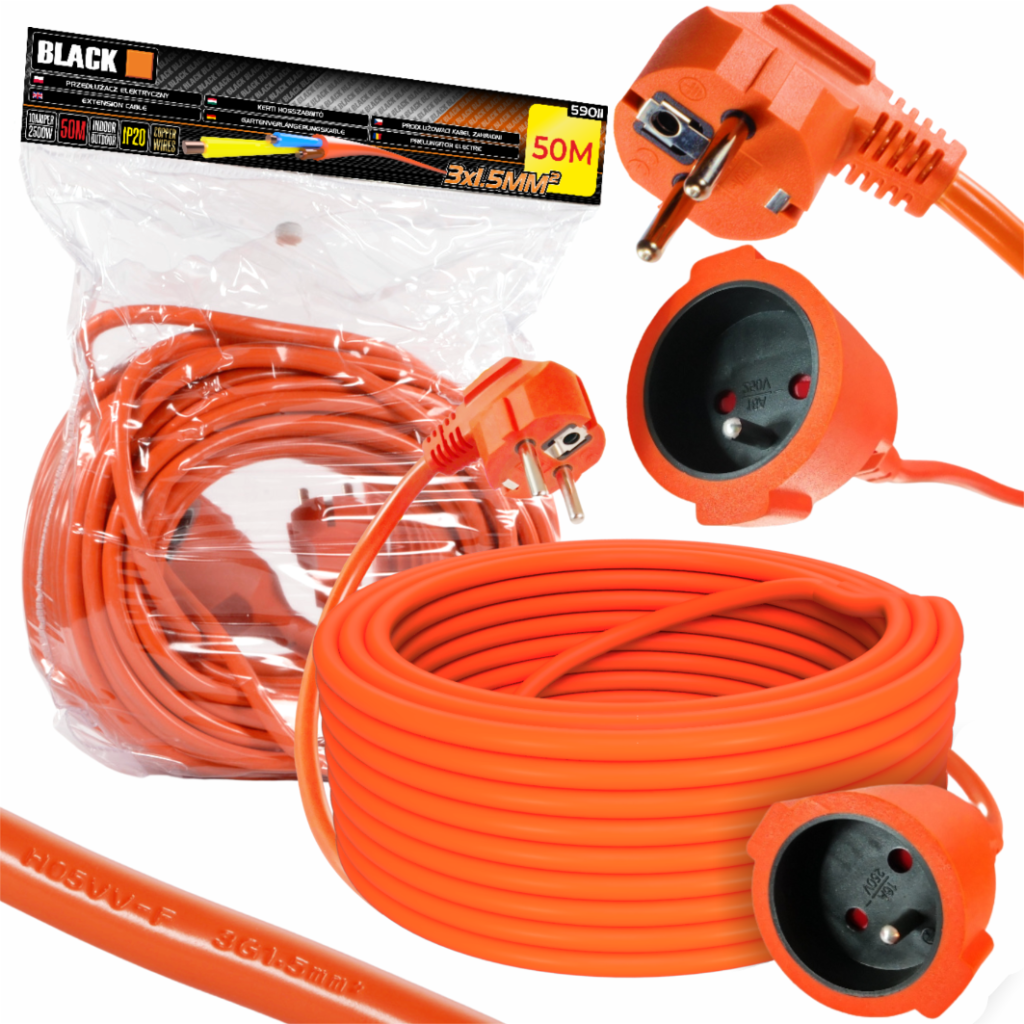 Blacktoolsi must pikendusjuhe 50 m 3 × 1,5 mm² IP20 59011