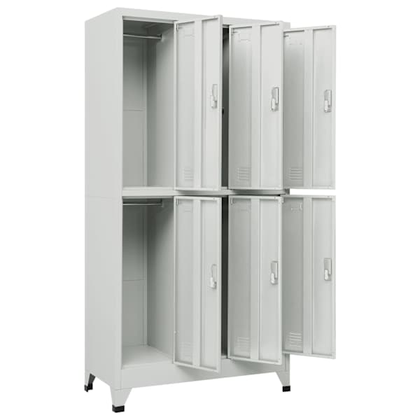 Lukustatav hoiukapp 6 kapiga, terasest 90 × 45 × 180 cm, hall