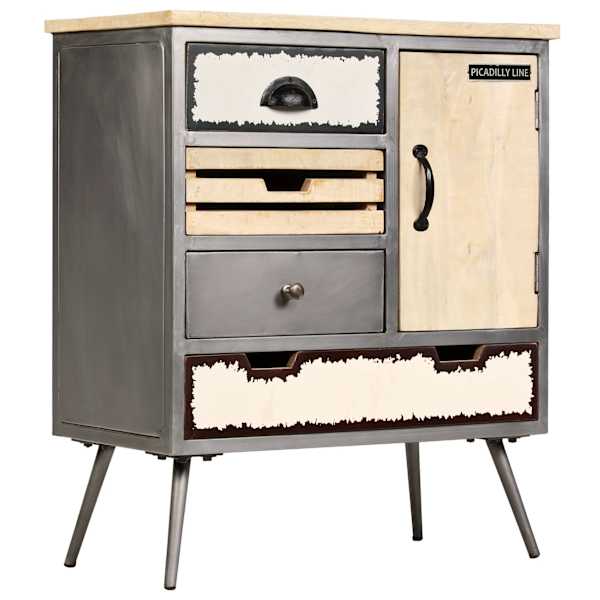 Puhvetkapp toekast mangopuidust ja terasest, 65 × 33 × 76 cm