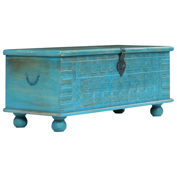 Hoiukast, mangopuidust, sinine, 100 × 40 × 41 cm