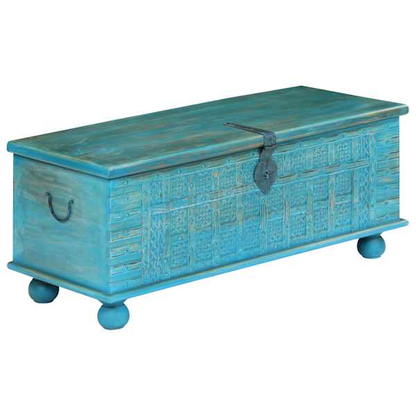 Hoiukast, mangopuidust, sinine, 100 × 40 × 41 cm