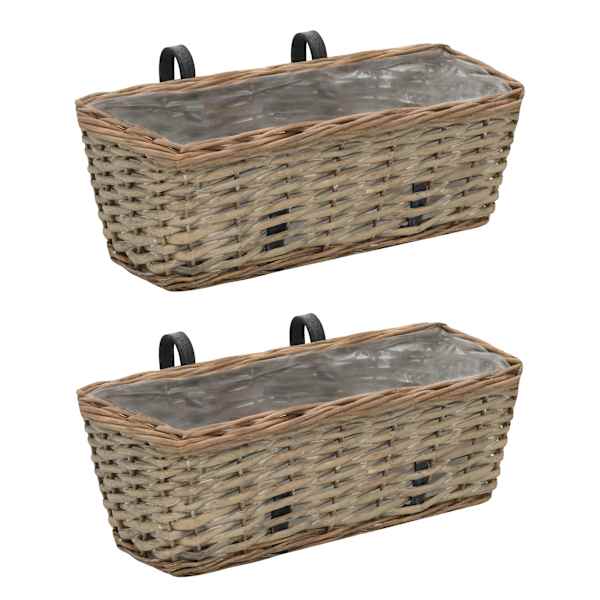 Lillepottide komplekt 40 × 16 × 13 cm, vitstest ümbris + pe (polüetüleen) vooder – pruun – 2 tk
