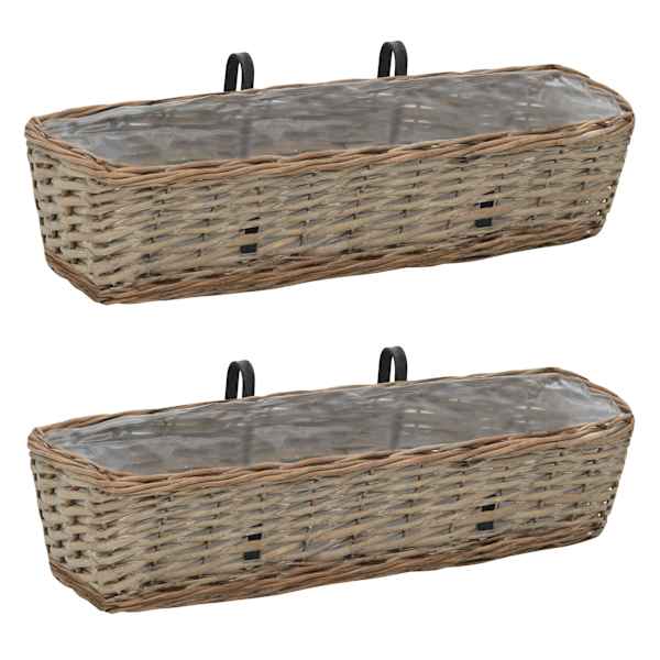Lillepottide komplekt 60 × 18 × 13 cm, vitstest ümbris + pe (polüetüleen) vooder – pruun – 2 tk