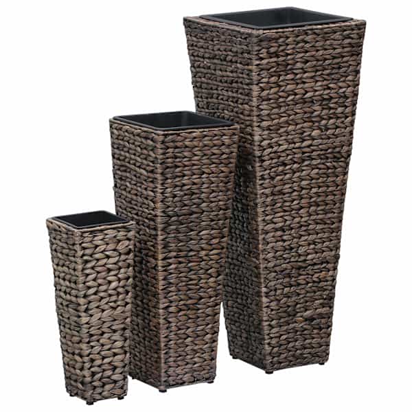 Taimekast 30 × 30 × 80 cm, vesihüatsint + terasraam – tumepruun – 3 tk