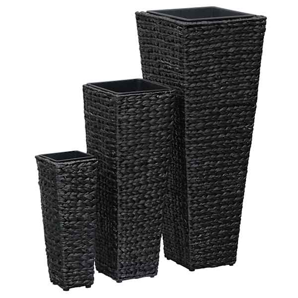 Taimekast 30 × 30 × 80 cm, vesihüatsint + terasraam – must – 3 tk