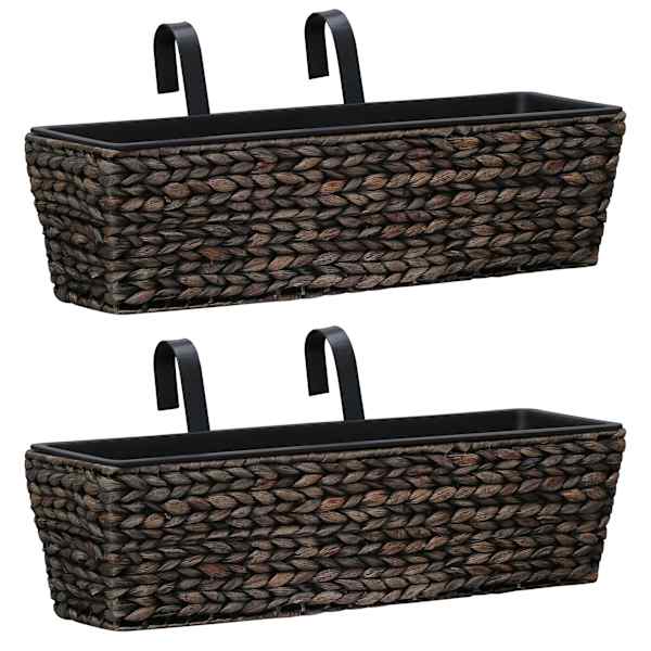 Taimekast 60 × 20 × 18 cm, vesihüatsint + terasraam – tumepruun – 2 tk