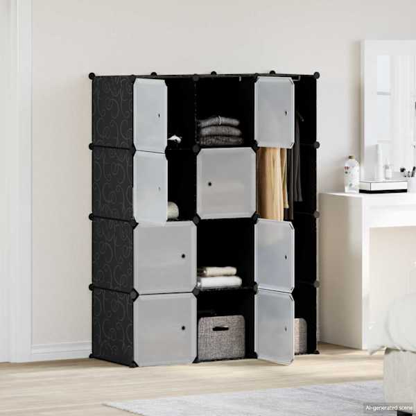 Kapp 9 sektsiooniga, must ja valge, 109 × 36,5 × 143 cm