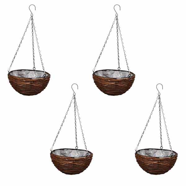 Rippuv lillepott 25 × 13 cm – pruun – 4 tk
