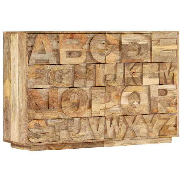 Tähestikuga kapp, 6 sahtliga, 120 × 35 × 79 cm, mangopuit