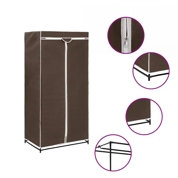 Riidekapp pruun 75 × 50 × 160 cm