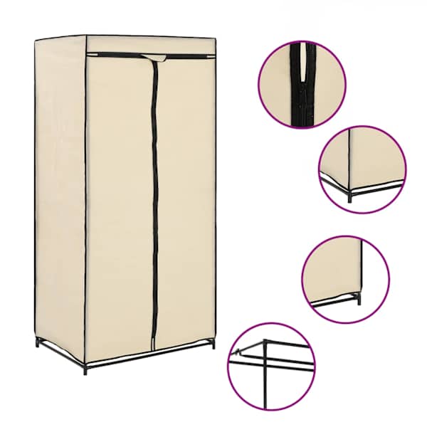 Riidekapp kreemjasvalge 75 × 50 × 160 cm
