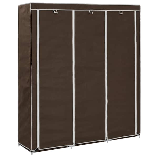 Riidekapp sektsioonide ja käsipuude abil, pruun, 150 × 45 × 175 cm, kangas