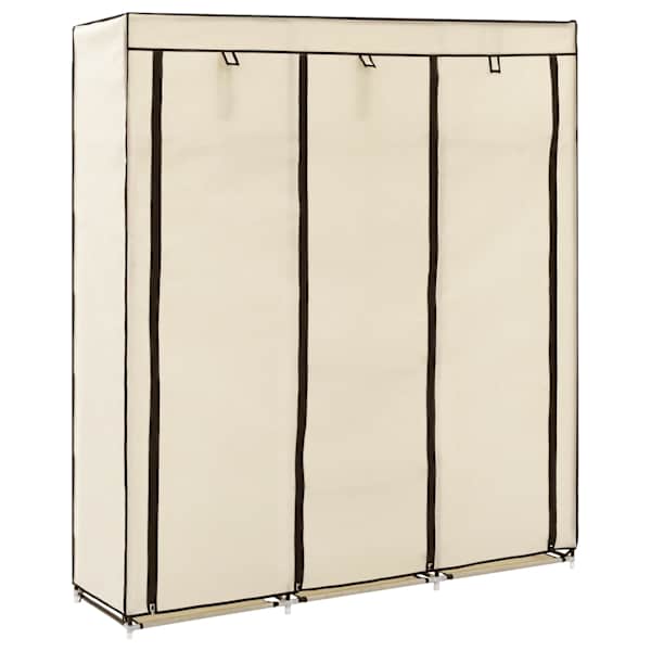 Sektsioonide ja torudega kapp, kreemjas, 150 × 45 × 175 cm, kangast