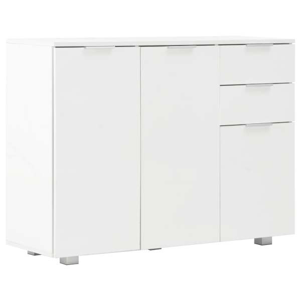 Puhvetkapp kõrgläikega valge 107 × 35 × 80,5 cm