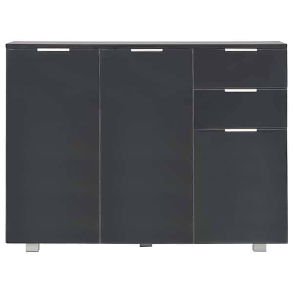 Puhvetkapp, kõrgläikega must, 107 × 35 × 80,5 cm