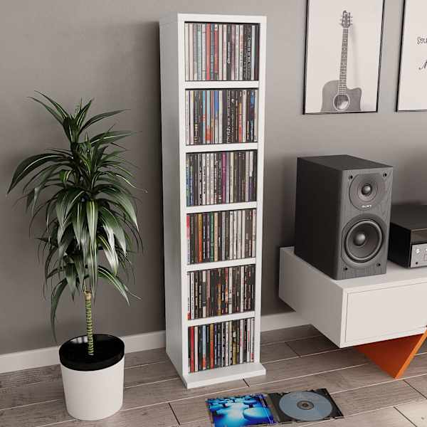 CD-kapp, valge, 21 × 20 × 88 cm, tehispuit