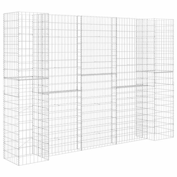 Gabioonkorv 260 × 40 × 180 cm, terastraat – hõbedane