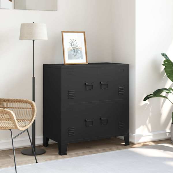 Tööstuslik hoiukirst must 75 × 40 × 80 cm teras