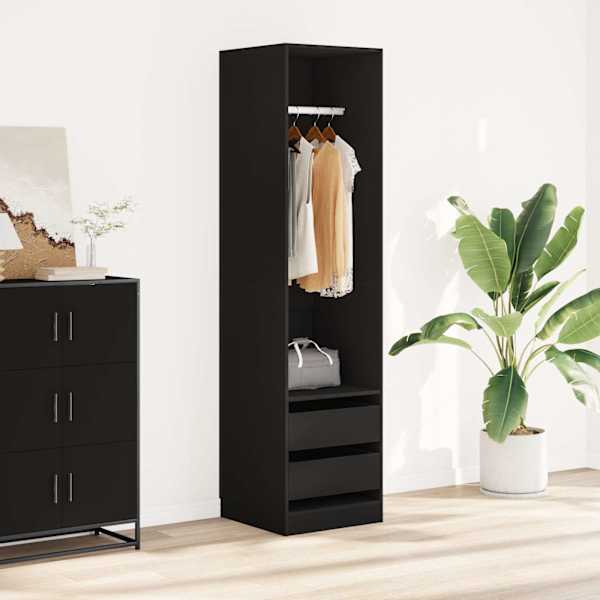 Garderoob sahtlitega must 50 × 50 × 200 cm tehispuit