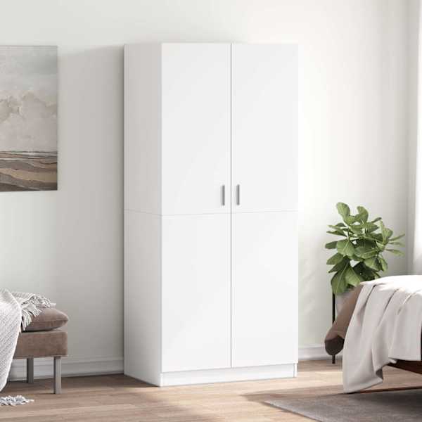 Garderoob valge 80 × 52 × 180 cm tehispuit