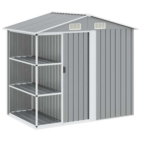 Metallist aiakuur riiulitega 205 × 130 × 183 cm – hall