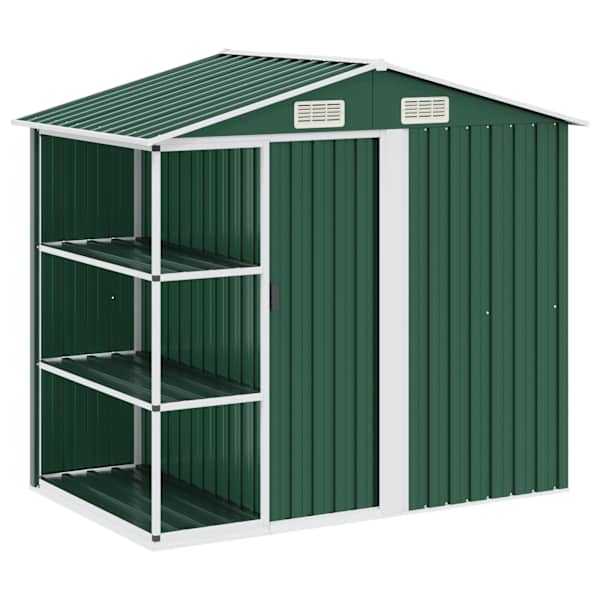 Metallist aiakuur riiulitega 205 × 130 × 183 cm – roheline