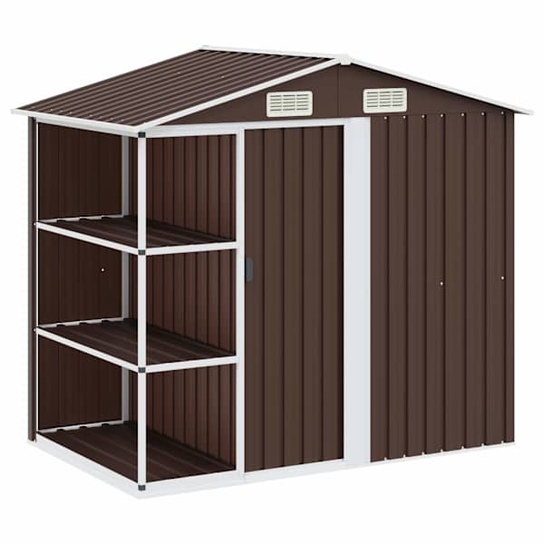 Metallist aiakuur riiulitega 205 × 130 × 183 cm – pruun