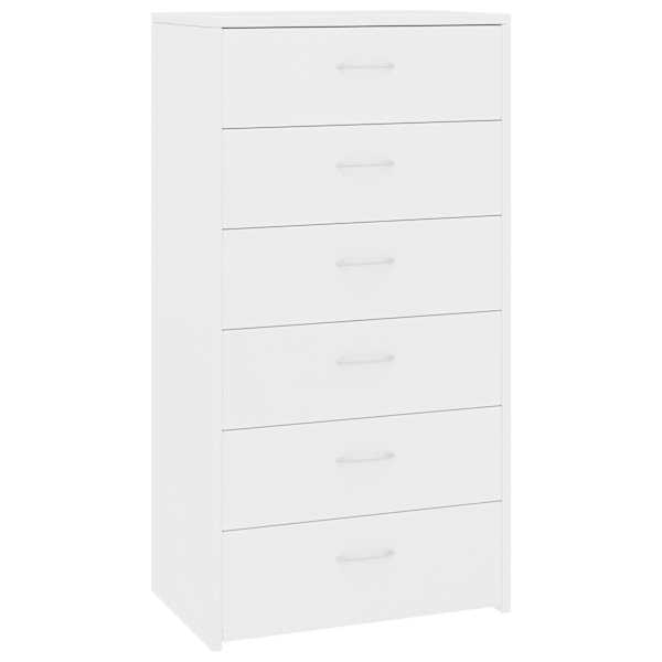 Puhvetkapp 6 sahtliga, valge, 50 × 34 × 96 cm, tehispuit