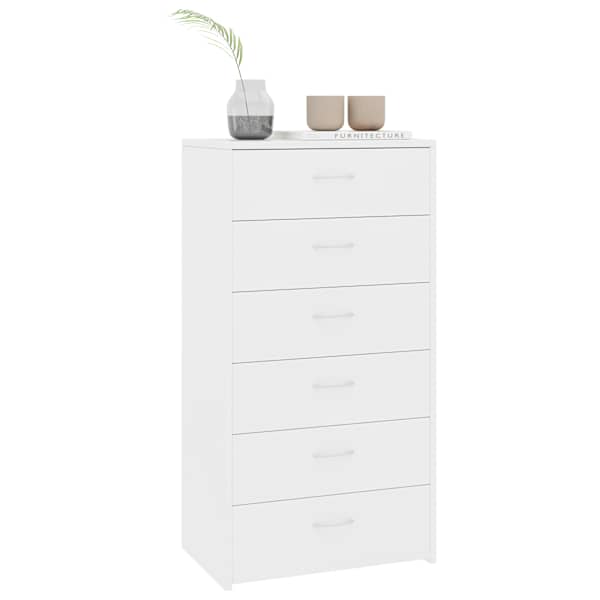 Puhvetkapp 6 sahtliga, valge, 50 × 34 × 96 cm, tehispuit