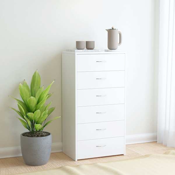 Puhvetkapp 6 sahtliga, valge, 50 × 34 × 96 cm, tehispuit