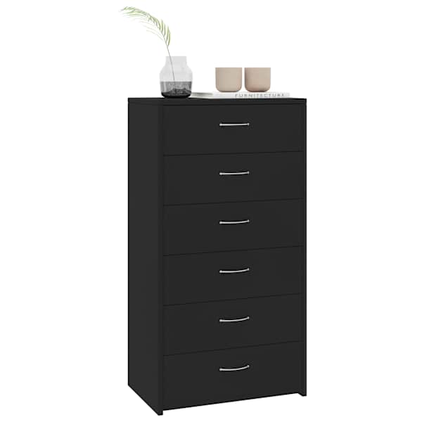 Puhvetkapp 6 sahtliga, must, 50 × 34 × 96 cm, tehispuit