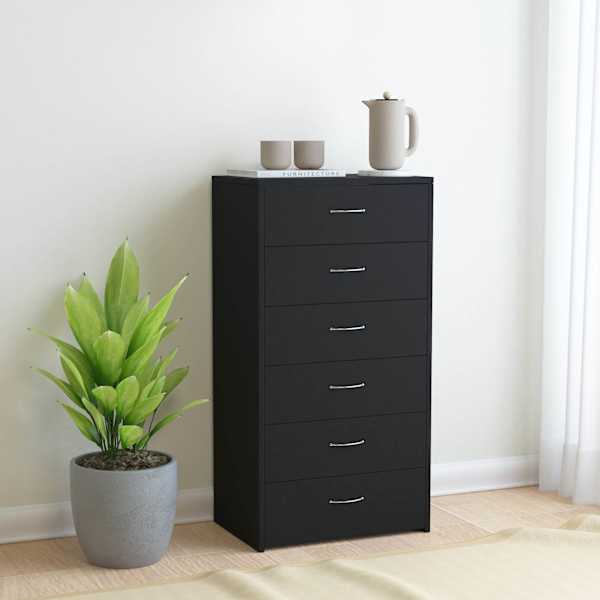 Puhvetkapp 6 sahtliga, must, 50 × 34 × 96 cm, tehispuit