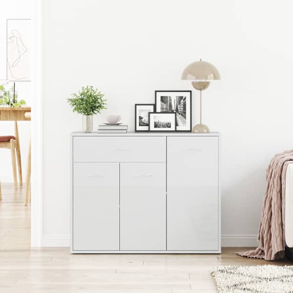 Puhvetkapp kõrgläikega valge 88 × 30 × 70 cm, tehispuit