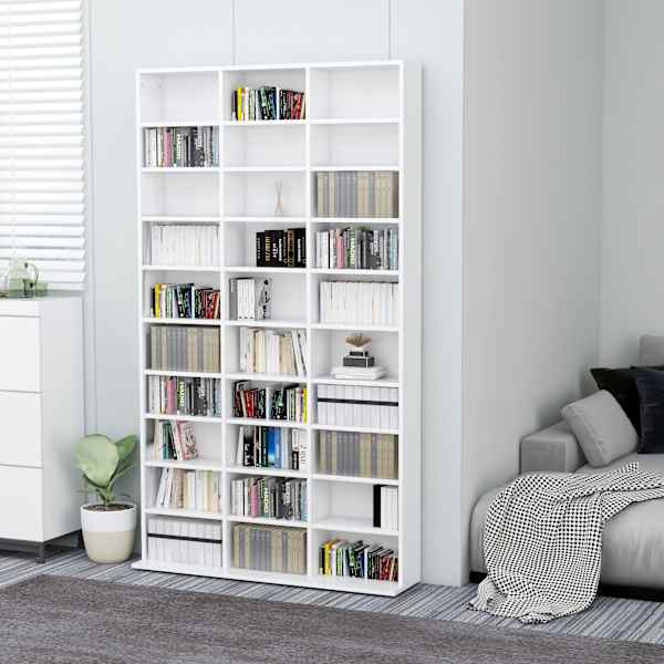 CD-kapp, valge, 102 × 23 × 177,5 cm, tehispuit