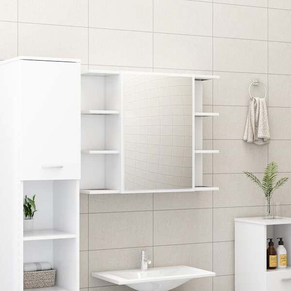 Vannitoa peeglikapp valge 80 × 20,5 × 64 cm tehispuit