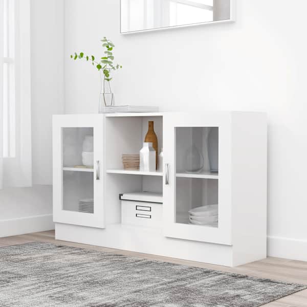 Vitriinkapp valge 120 × 30,5 × 70 cm tehispuit