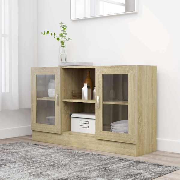 Vitriinkapp Sonoma tamm 120 × 30,5 × 70 cm tehispuit